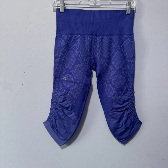 Lululemon Blue  Sapphire Blue Snake In the Flow Crop II Seamless Leggings Size 8 - Picture 3 of 3